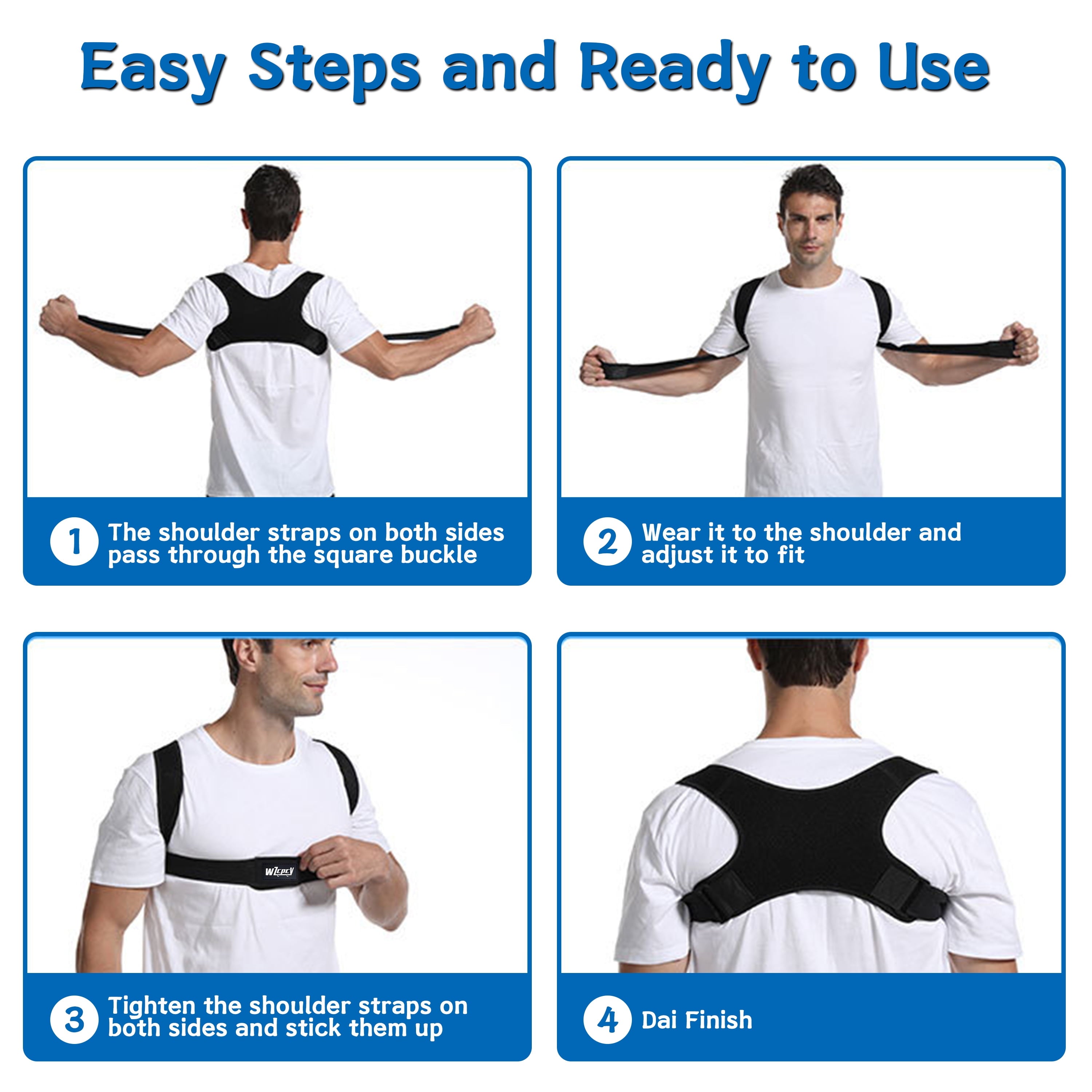 Posture Corrector Brace for Women Men,Back Brace for Posture for Women and Men with Adjustable Shoulder Braces and Cushion Pads,Corrects Hunching&Bad Posture&Shoulder Neck Pain
