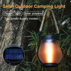 Solar Flame Lamp Rechargeable Hanging Courtyard Decoration Garden Lantern Lighting Lamp with Hemp Rope Outdoor Camping Lamp