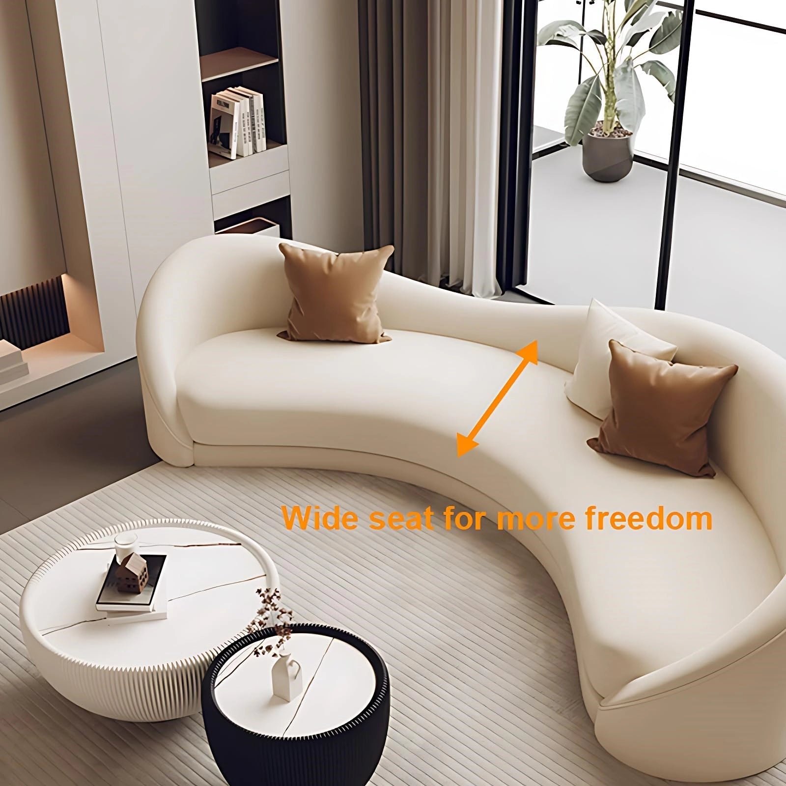 The Aihm-Lon Curved Leather Sectional