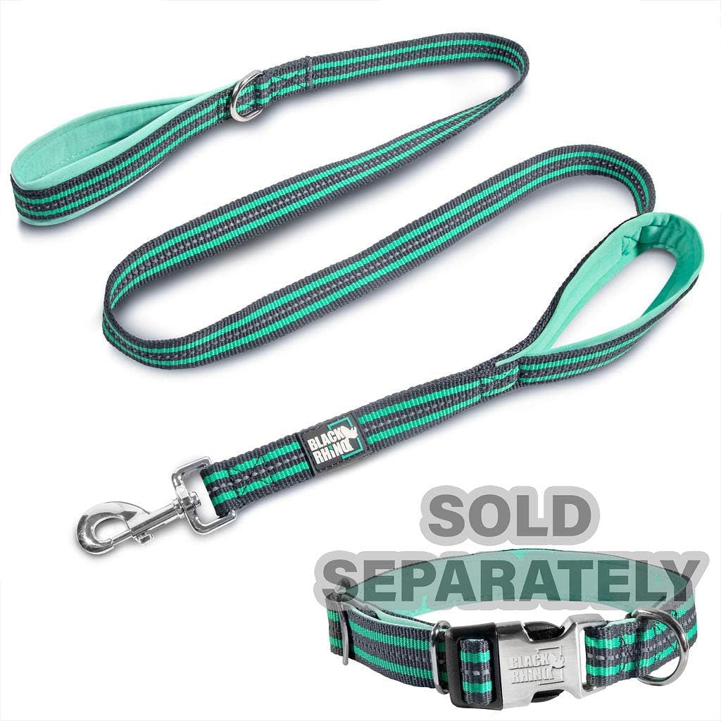 Heavy Duty Dog Leash for Medium and Large Dogs - 5 Ft Long Double Handle Dog Leash with Padded Traffic Control Handles - Reflective, Durable, and Weather Resistant (Aqua and Gray)