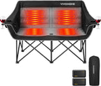 Heated Double Camping Chair, with 2*20,000 Mah Power Bank and 12V 20W PD Fast Charging Type C Port, 3 Levels Heating, NTC Overheat Protection System
