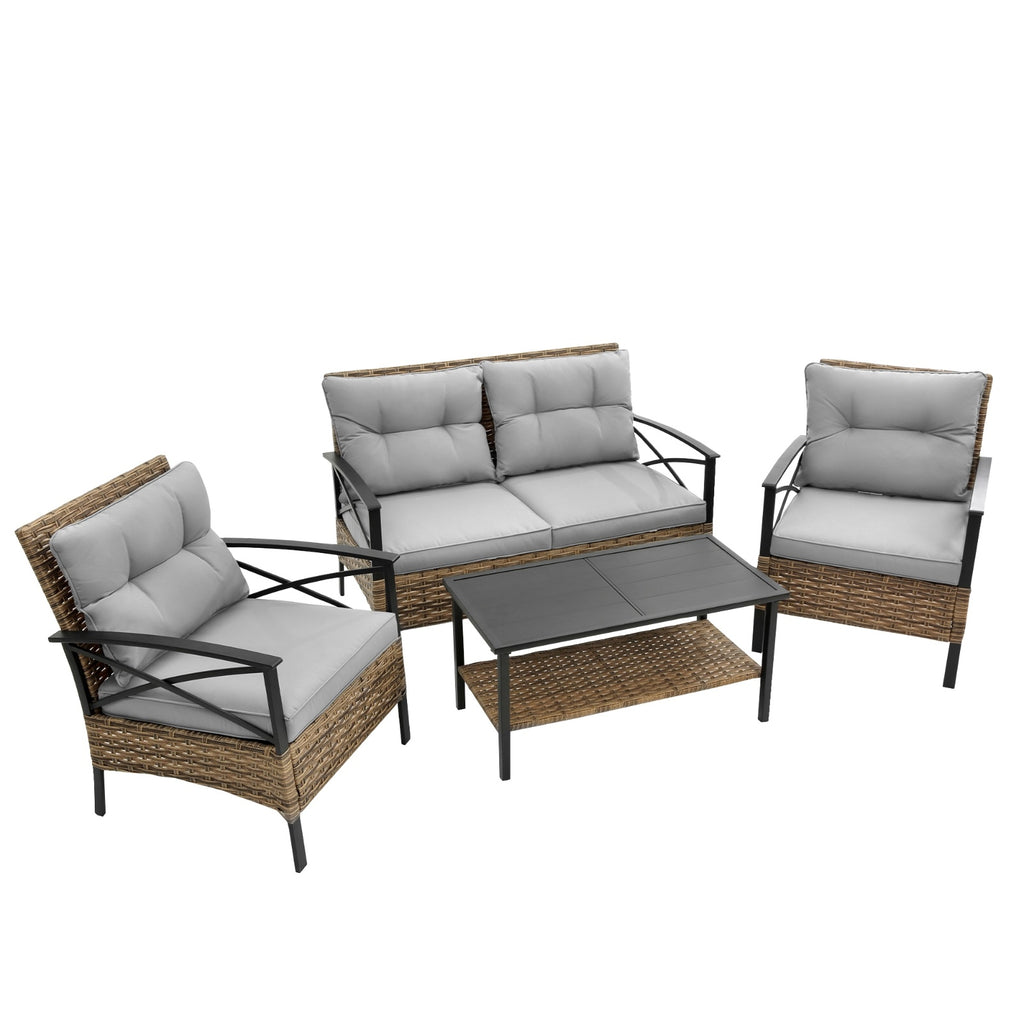 The Sunset Social - 4-Piece Rattan Patio Conversation Set ☀️