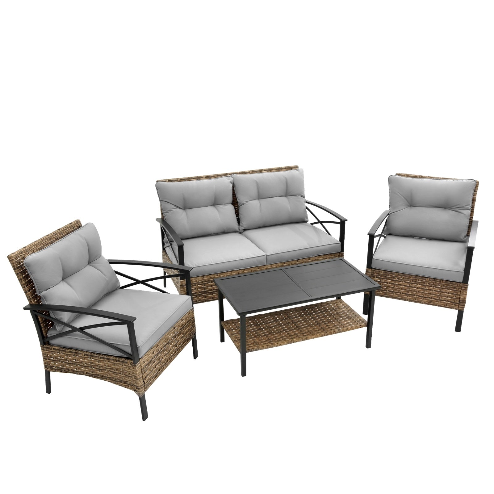 The Sunset Social - 4-Piece Rattan Patio Conversation Set ☀️