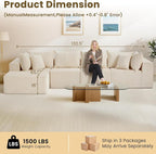Oversize 131” L Shaped Modular Sectional Sofa Cloud Couches for Living Room,No Assembly Corduroy Convertible Sleeper Sofa Bed,Compression Memory Foam
