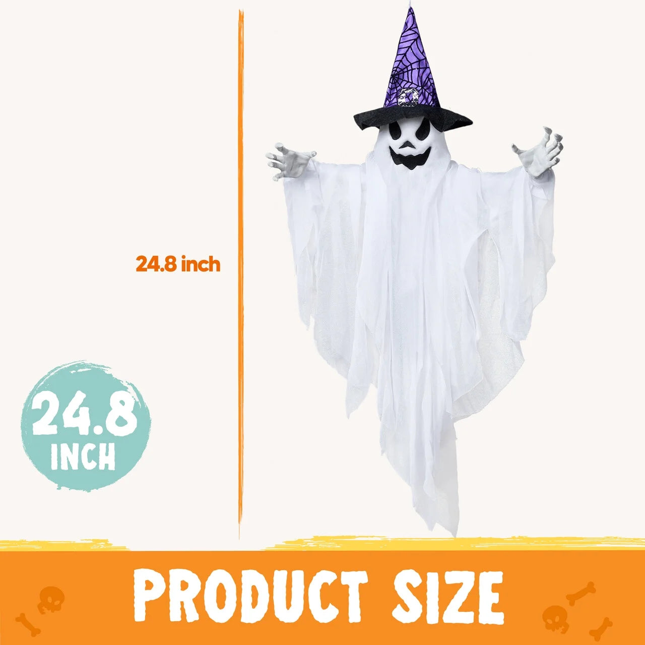 3 Packs Hanging Ghost Halloween Decorations Outdoor,24.8" White Flying Ghosts with Hats Outdoor Hanging Halloween Decorations Yard Decorations