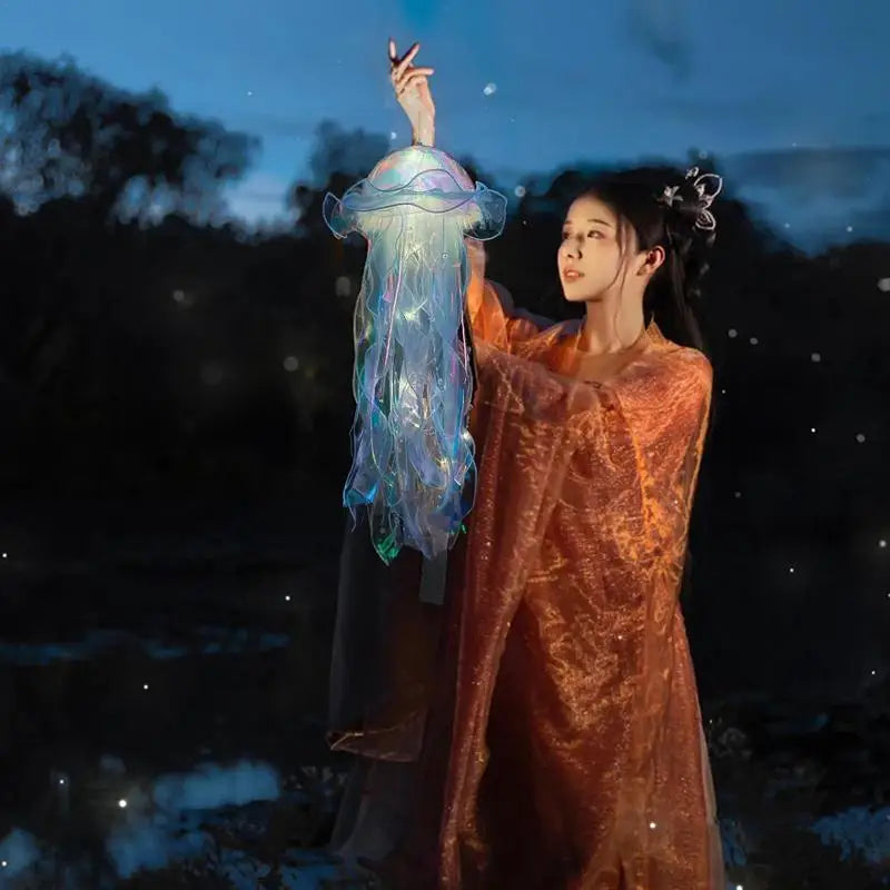 LED Jellyfish Light DIY Jellyfish Hang Lamp Atmosphere Decorative Lamp for Party Handmade Decorative Ball Lamp for Living Room