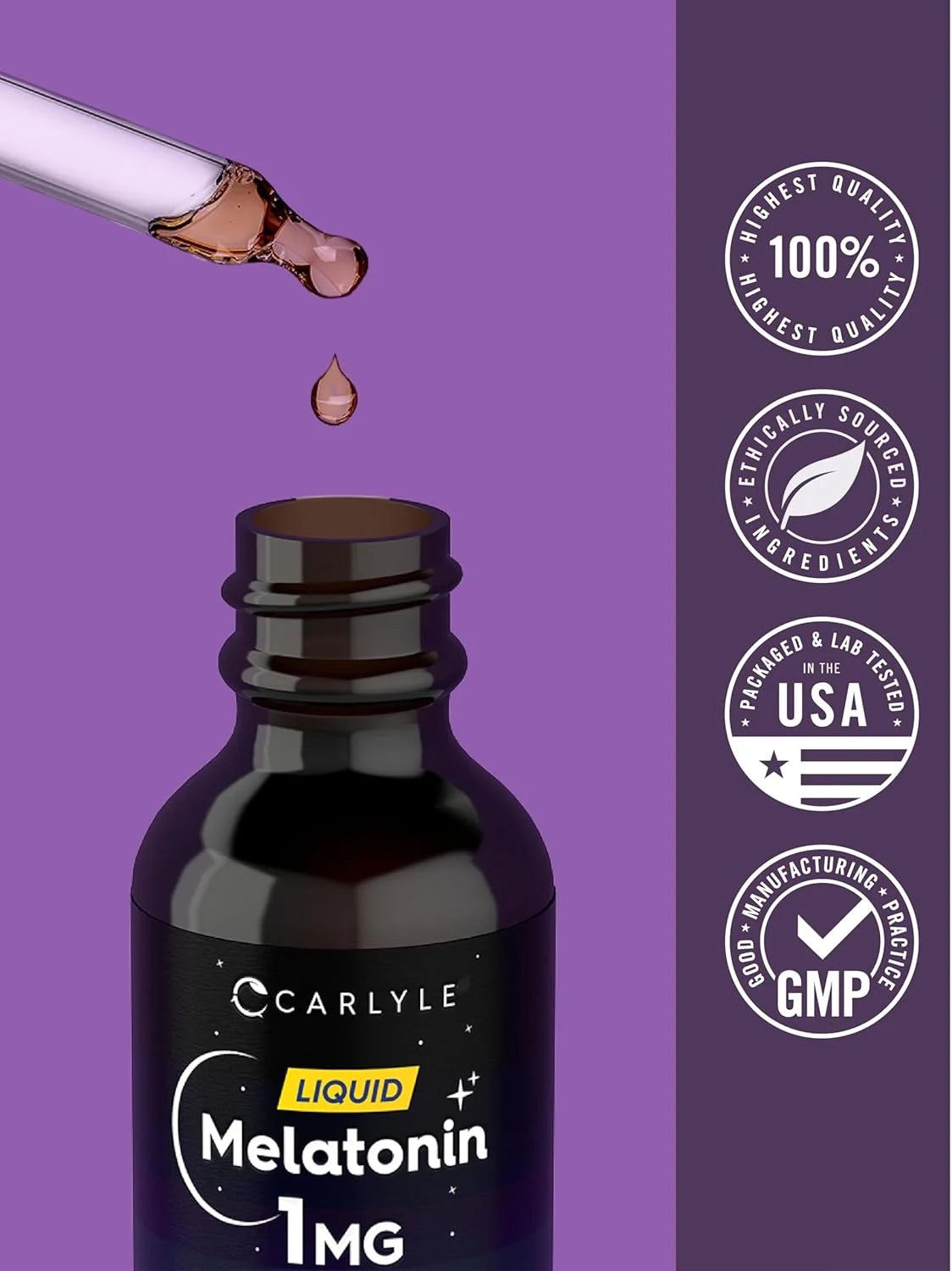 Melatonin Liquid 1Mg | 4 Oz Supplement for Men and Women | Berry Flavor | Vegetarian | by