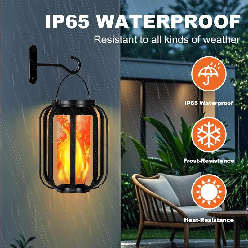 【Bougerv 9-Inch Solar Lantern Outdoor Light with Base】 - Waterproof Flickering Flame Effect for Patio, Garden, and Room Decoration | 6.3X4.7X3.3 Inches | Energy Efficient Monocrystalline Silicon Panels | 8-12 Hours Operation Time