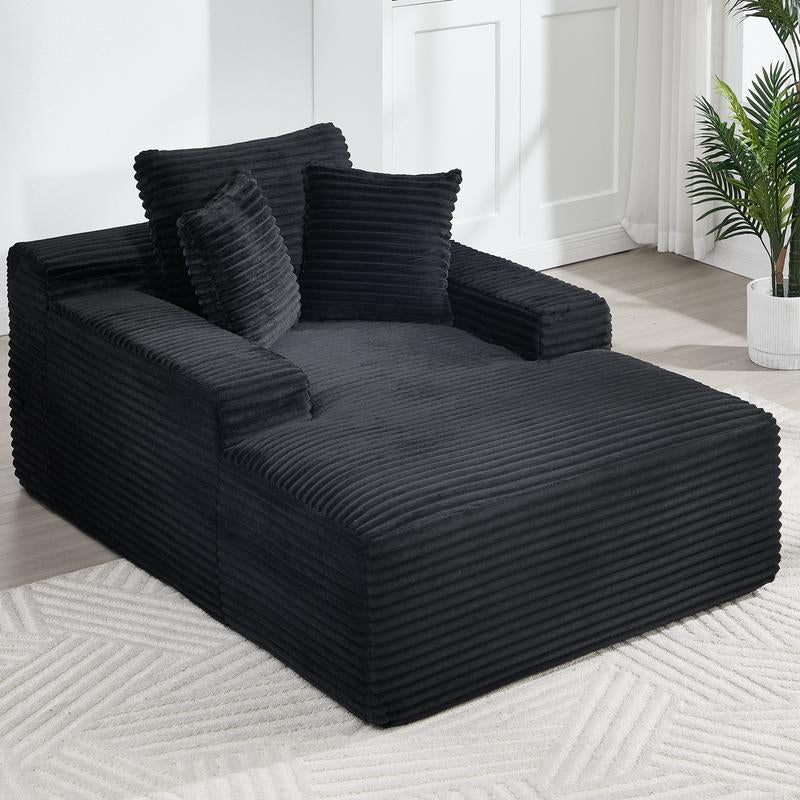 Modern Cloud Sofa, Boneless Sleep Sofa, Modular Design Segmented Sofa Bed, Luxurious Corduroy Cover, No Assembly Required, Suitable for Living Room Use, Comes with 6 Pillows, Oversized Comfortable Black Sofa Sofa Bed