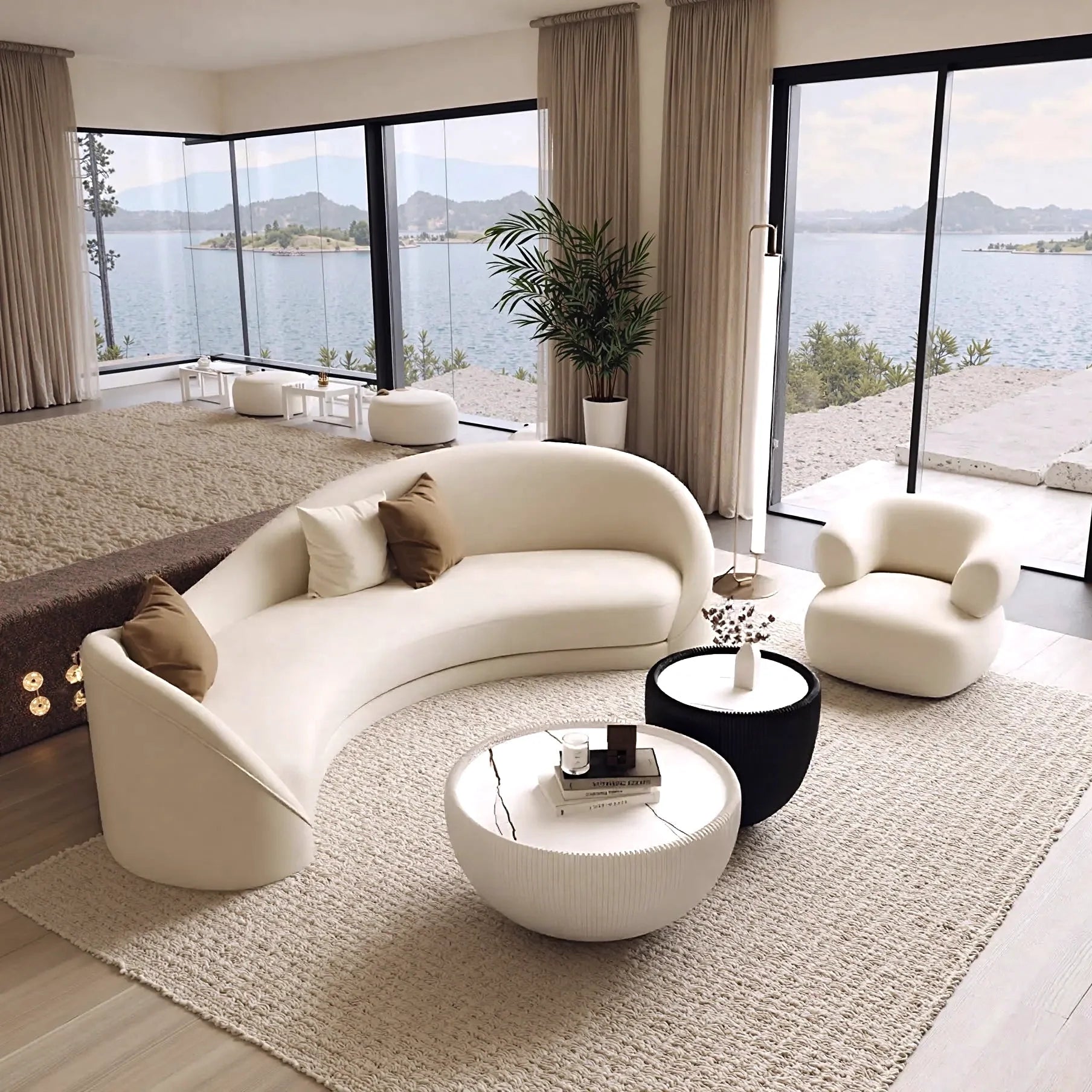 The Aihm-Lon Curved Leather Sectional