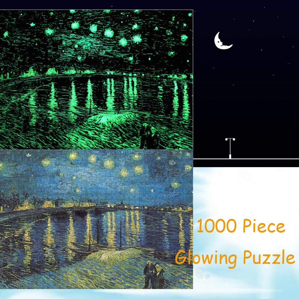 1000 Pieces Glow in the Dark Puzzle for Adults, 70X50Cm Museum Collection Puzzle, 2Mm Thickness Luminous Puzzle, Famous Painting Puzzle Stress Reliever Artwork Puzzle for Kids Adults