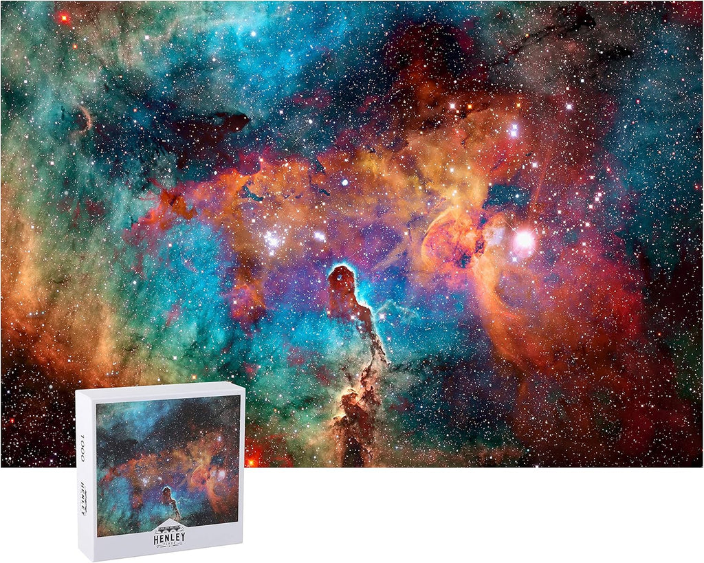 Henley Place Space Puzzle - 1000 Piece Deepspace Puzzle for Adults, Outerspace Jigsaw with Fun Fact & Reference Poster, NASA Nebula Illustration 20X27 Inches
