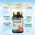 Melatonin 10 Mg Fast Dissolve, Melatonin Supplements for Restful Sleep, Natural Sleep Support Supplement for Adults, Extra Strength Strawberry-Flavored Tablets, Sugar Free, 240 Tablets 120 Day Supply