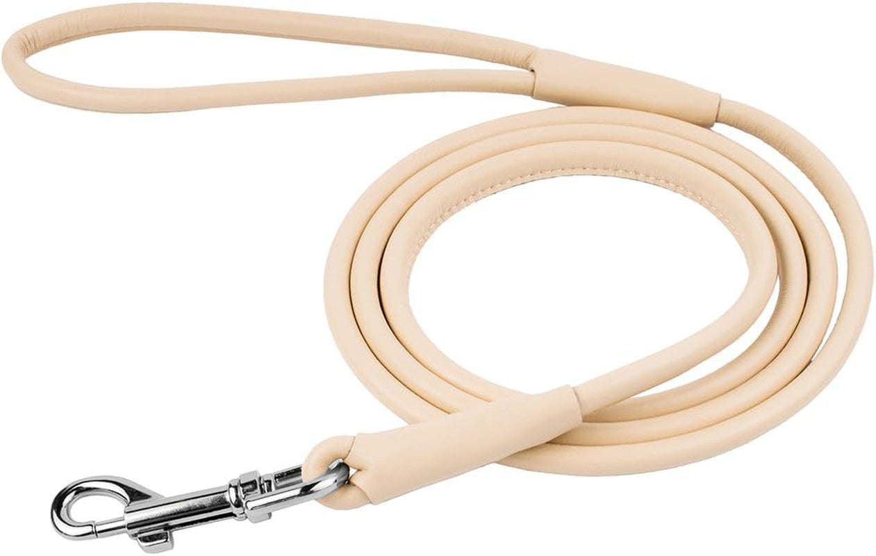 Rolled Leather Dog Leash 4Ft, Soft Padded Training Leather Dog Lead 6Ft, Puppy Leash Rolled Leather Small Medium Large Black Blue Red Orange Green Pink White (Purple, Size L 6Ft)