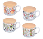 "The Cozy Ritual" - Set of 4 Glass Mugs with Wooden Lids ☕