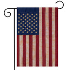 Tea Stained Embroidered American Flag Garden Flag