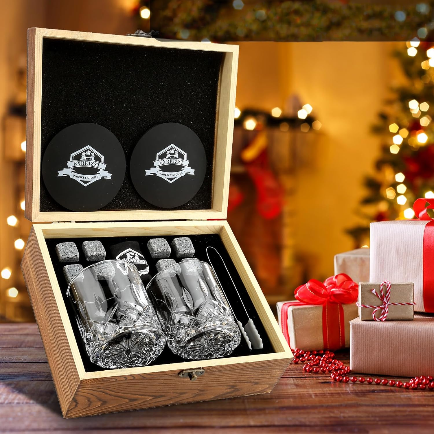 “The Whiskey Lover” Gift Set - Glasses and Granite Cooling Stones 🥃