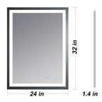 Modern LED Rectangle Bathroom Mirror, 24 X 32 Inch, Waterproof, Vertical & Horizontal