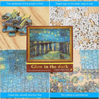 1000 Pieces Glow in the Dark Puzzle for Adults, 70X50Cm Museum Collection Puzzle, 2Mm Thickness Luminous Puzzle, Famous Painting Puzzle Stress Reliever Artwork Puzzle for Kids Adults
