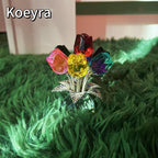 Crystal Rose Flower Design Ornament, 1 Count Creative Rose Flower Statue, Decorative Flower for Home Living Room Bedroom Office, Lifelike Flower, Vibrant Crystal Flowers