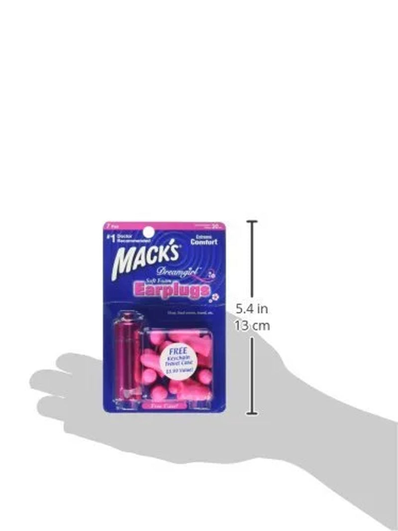 Mack’S Dreamgirl Soft Foam Earplugs, 7 Pair with Travel Case - Small Ear Plugs for Sleeping, Snoring, Studying, Loud Events, Traveling and Concerts
