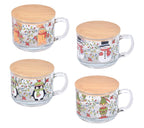 "The Cozy Ritual" - Set of 4 Glass Mugs with Wooden Lids ☕