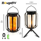 【Bougerv 9-Inch Solar Lantern Outdoor Light with Base】 - Waterproof Flickering Flame Effect for Patio, Garden, and Room Decoration | 6.3X4.7X3.3 Inches | Energy Efficient Monocrystalline Silicon Panels | 8-12 Hours Operation Time