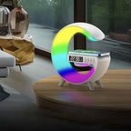 Wireless Microphone Wireless Charger Speakerwith Alarmclock,Multifunctional Wirelesschargerspeaker with Night Light,Audio Bluetoothall in One Enceinte Bluetooth Multifunctionalspeaker Smartphone Chargeable Cable Charging