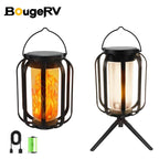 【Bougerv 9-Inch Solar Lantern Outdoor Light with Base】 - Waterproof Flickering Flame Effect for Patio, Garden, and Room Decoration | 6.3X4.7X3.3 Inches | Energy Efficient Monocrystalline Silicon Panels | 8-12 Hours Operation Time