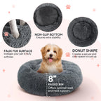 24" Calming Dog Bed for Medium Small Dogs, Donut Plush Pet Bed, Anti-Anxiety Cuddler Cozy Soft Cat Bed