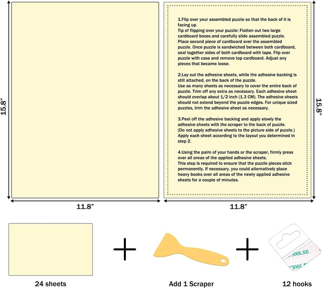 Preserve 6 X 1000 Jigsaw Puzzle Glue Sheets - 24 Peel and Stick Saver Sheets, No Stress & No Mess Backing Adhesive to Preserve Your Puzzle