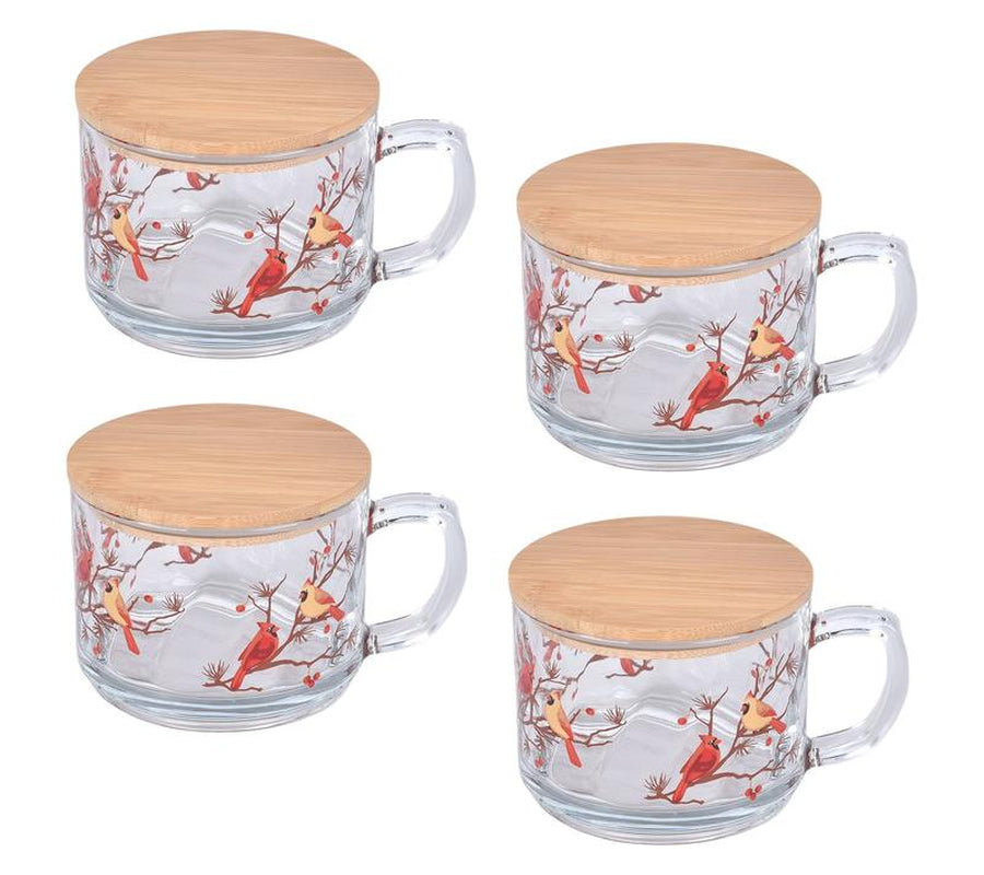 "The Cozy Ritual" - Set of 4 Glass Mugs with Wooden Lids ☕