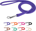Rolled Leather Dog Leash 4Ft, Soft Padded Training Leather Dog Lead 6Ft, Puppy Leash Rolled Leather Small Medium Large Black Blue Red Orange Green Pink White (Purple, Size L 6Ft)