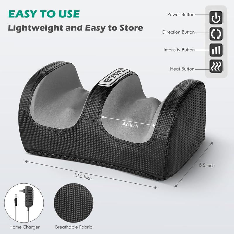 Foot Massager Machine with Heat, Foot & Calf Massager with Massage Roller | Deep Tissue Relief for Plantar Fasciitis, Pain Relief & Blood Circulation – Perfect Mother'S Day Gift for Women, Men & Mom Comfort Red/Black