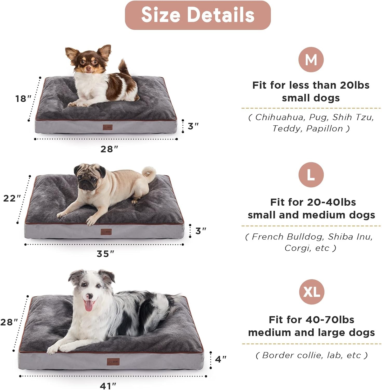Dog Beds for Extra Large Dogs, Medium Dogs, Dog Crate Bed with Removable Washable Cover And, Pet Bed Pillow for Dog/Cat/Rabbit