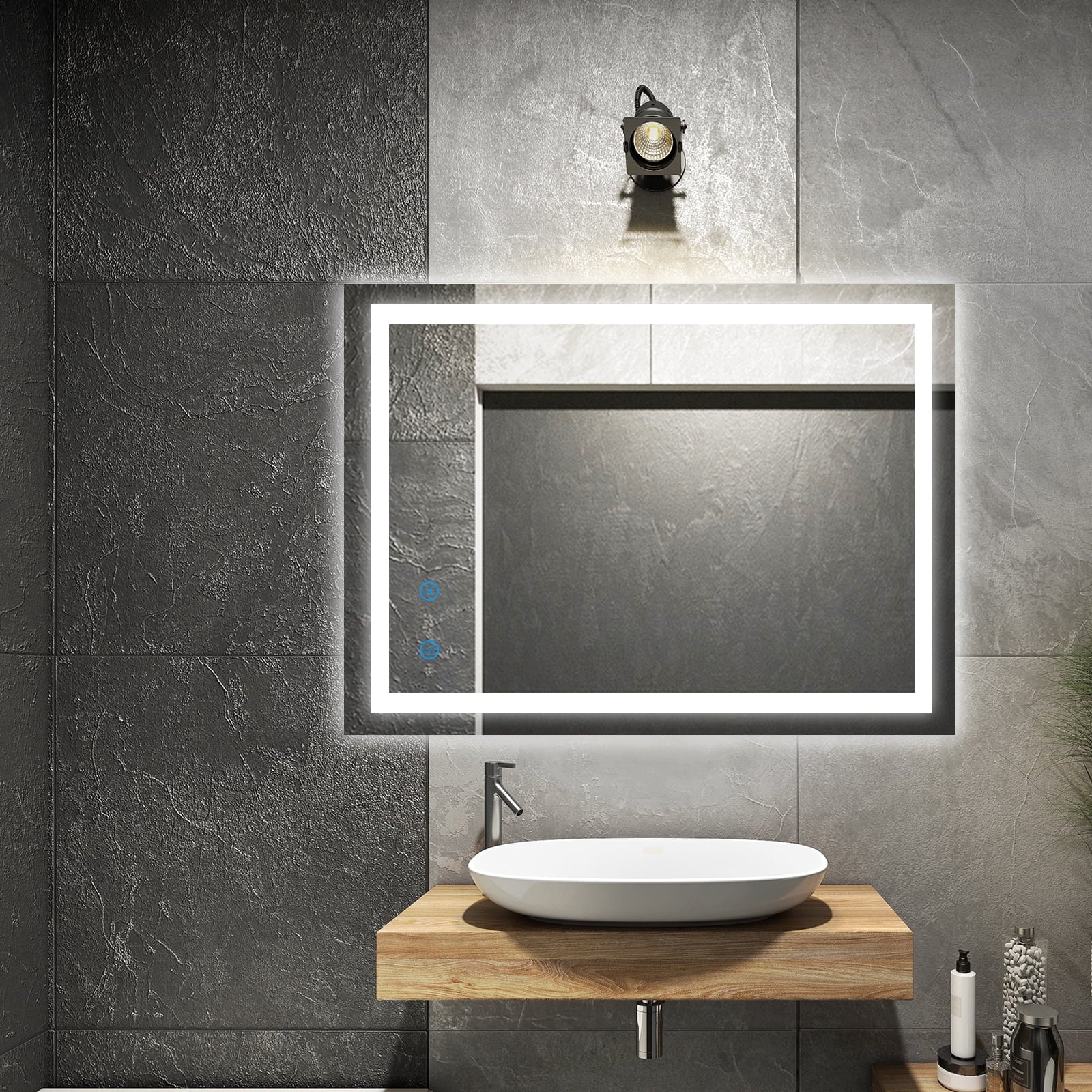 Modern LED Rectangle Bathroom Mirror, 24 X 32 Inch, Waterproof, Vertical & Horizontal