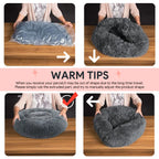 24" Calming Dog Bed for Medium Small Dogs, Donut Plush Pet Bed, Anti-Anxiety Cuddler Cozy Soft Cat Bed