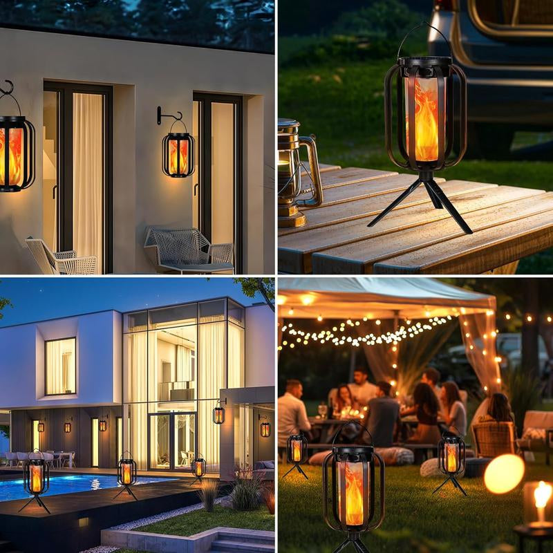 【Bougerv 9-Inch Solar Lantern Outdoor Light with Base】 - Waterproof Flickering Flame Effect for Patio, Garden, and Room Decoration | 6.3X4.7X3.3 Inches | Energy Efficient Monocrystalline Silicon Panels | 8-12 Hours Operation Time