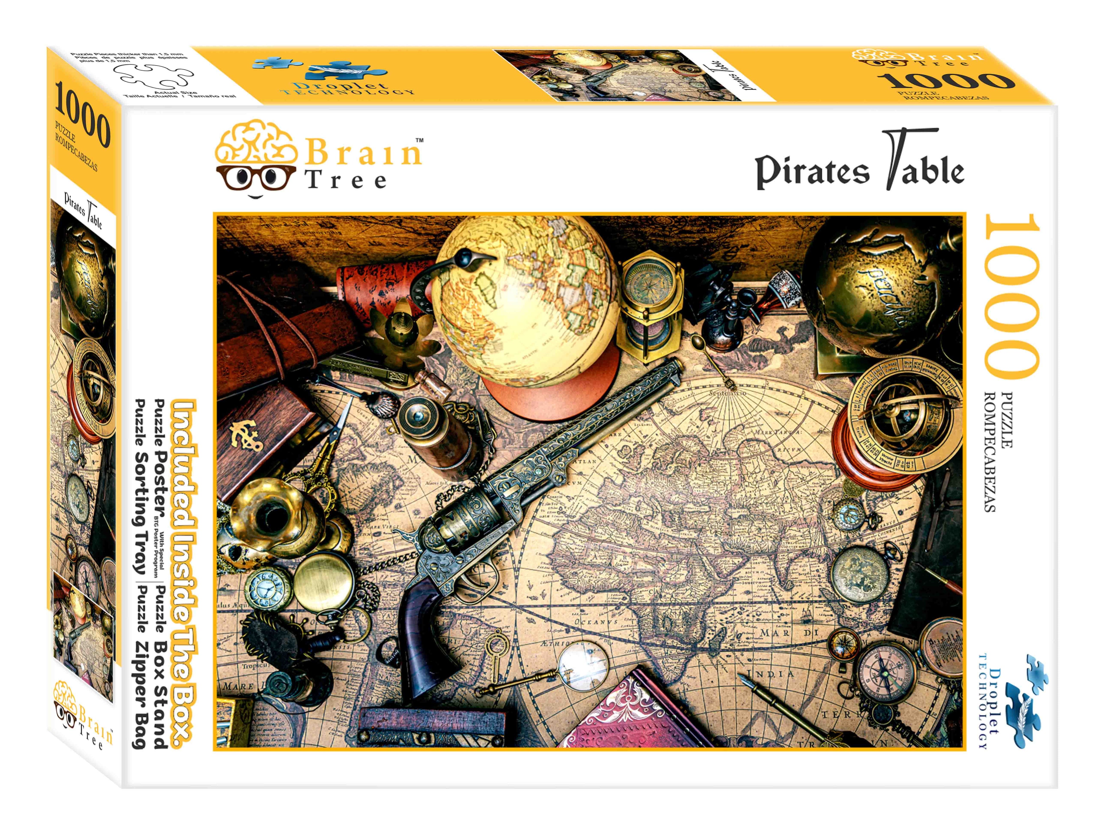 Brain Tree - Pirates Table 1000 Piece Puzzles for for Adults and Kids 12+ Unique Puzzles for Adults and Kids 1000 Pieces with with 4 Puzzle Sorting Trays and Droplet Technology for anti Glare & Soft T