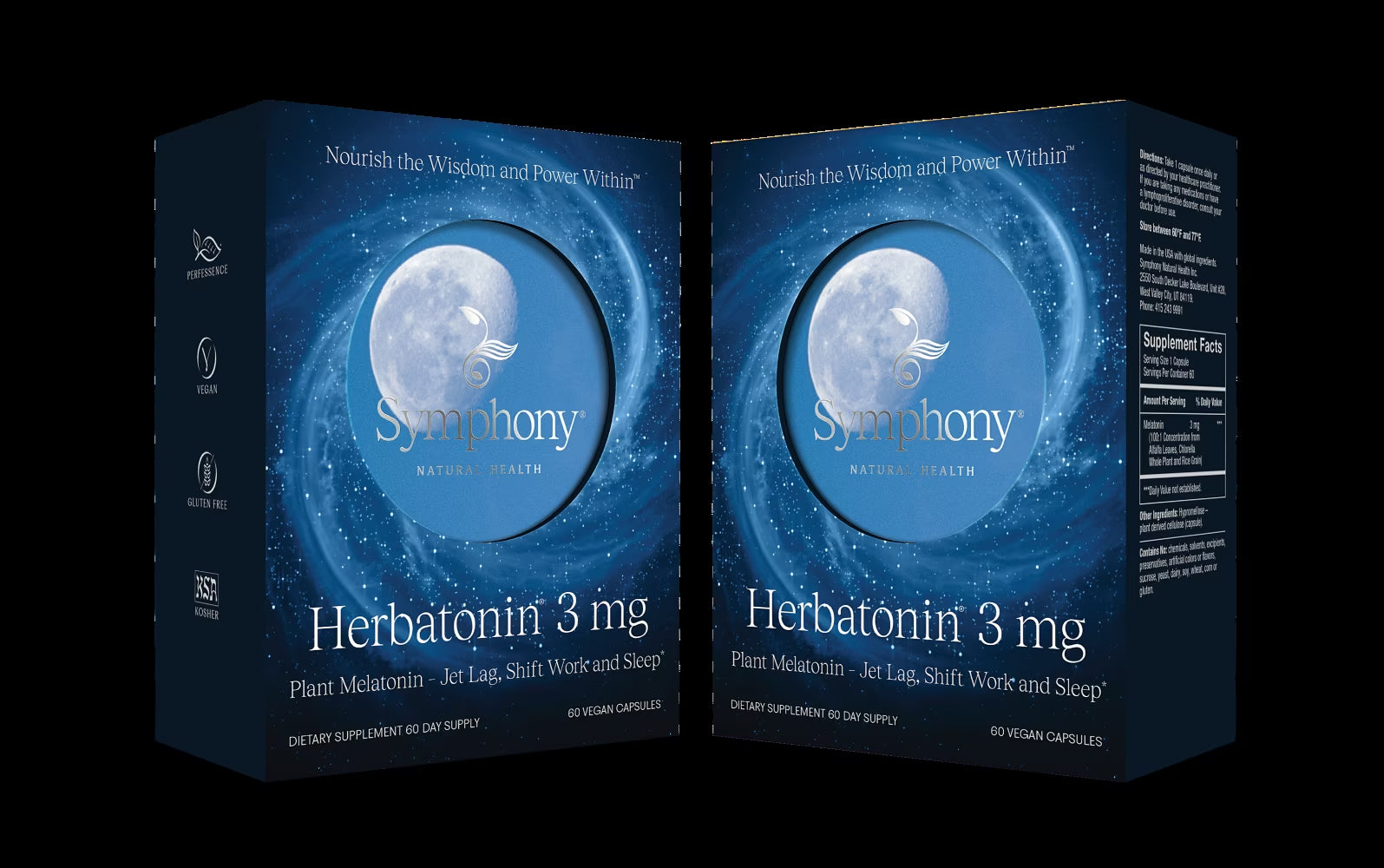 3Mg - the Only Natural Plant Melatonin Natural Sleep Cycle, Body Clock and Circadian Rhythm Support for Jet Lag, 60 Vegan Capsules - 2-Pack (120 Day Supply)