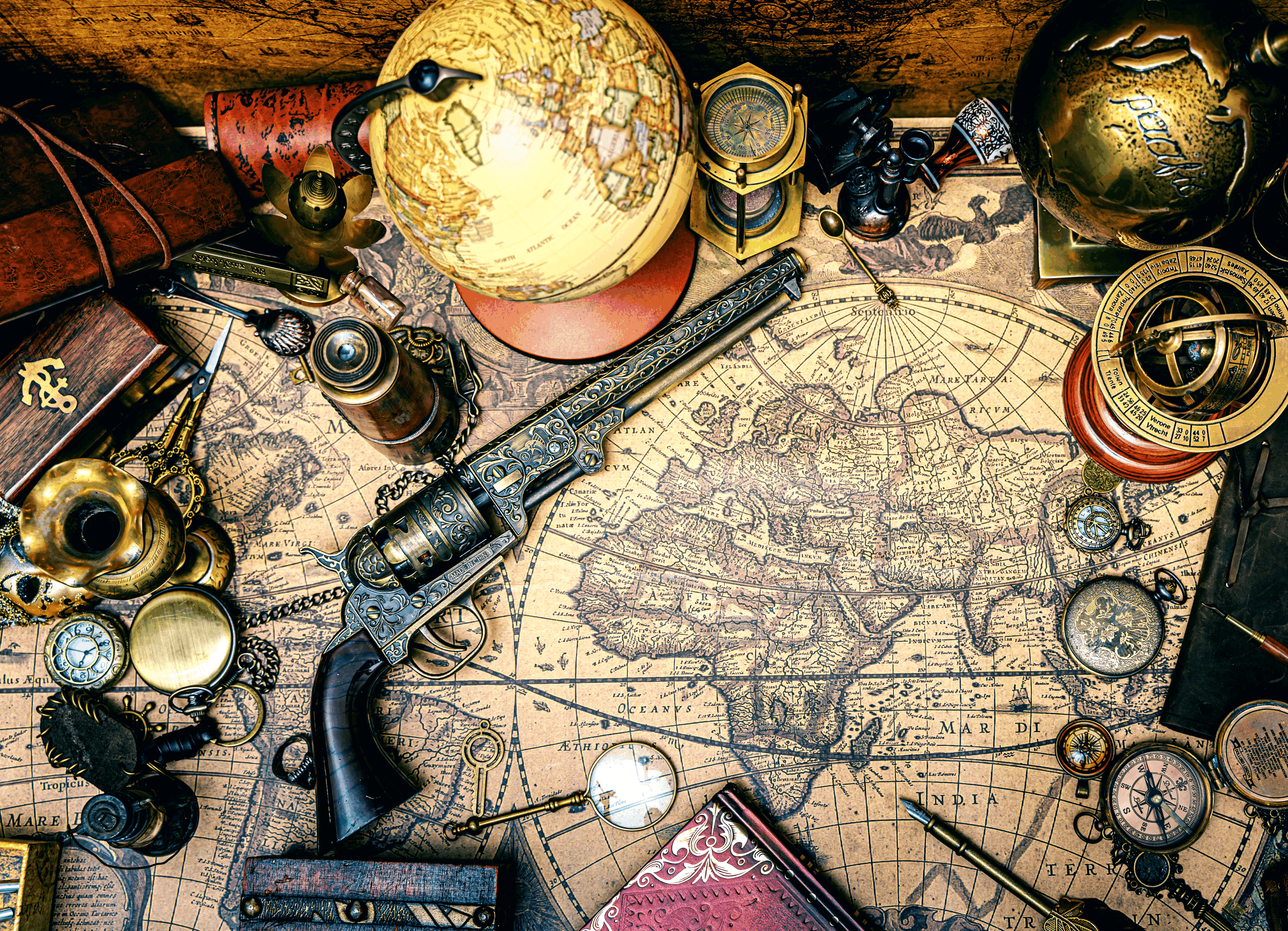 Brain Tree - Pirates Table 1000 Piece Puzzles for for Adults and Kids 12+ Unique Puzzles for Adults and Kids 1000 Pieces with with 4 Puzzle Sorting Trays and Droplet Technology for anti Glare & Soft T