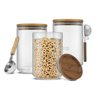 Holden Stackable Glass Storage Canister Set with Wood Lids and Scoops