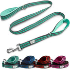Heavy Duty Dog Leash for Medium and Large Dogs - 5 Ft Long Double Handle Dog Leash with Padded Traffic Control Handles - Reflective, Durable, and Weather Resistant (Aqua and Gray)