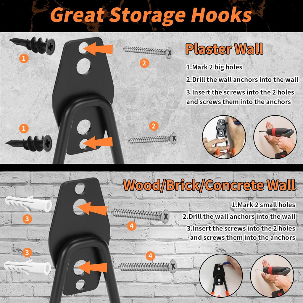 16 Pack Garage Hooks Heavy Duty – Wall Mount Utility Hooks for Hanging, Garage O
