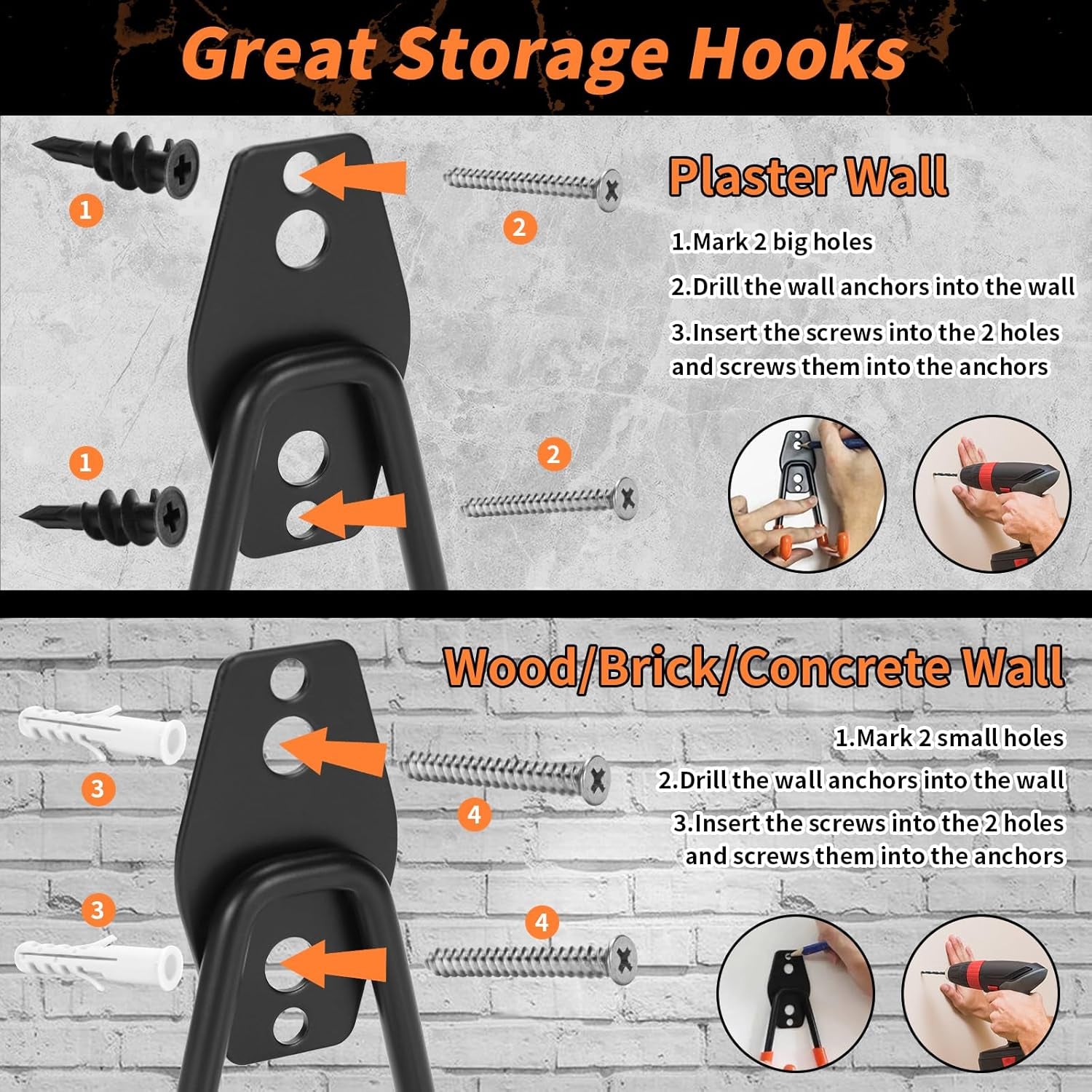 16 Pack Garage Hooks Heavy Duty – Wall Mount Utility Hooks for Hanging, Garage O