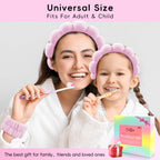 Spa Headband for Washing Face, Cute Skincare Headband and Wristband with Hair Clips Set for Women Girl, Soft-Puffy Velvet Makeup Headbands (Pink)