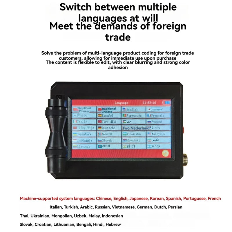 Date Expiry Date Printing Inkjet Printer Handheld 12.7MM Number, Logo& 27 Language Option for Plastic Carton Use