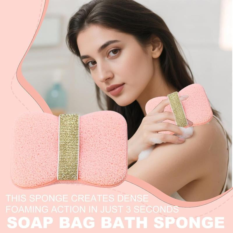 Buy 1 Get 1, Soap Bags with Exfoliating Shower Sponges — Deep Cleansing Foaming Soap Holder with Hand Strap, Body Scrub for Smooth Skin, Suitable for Men & Women, Perfect for Bath & Shower