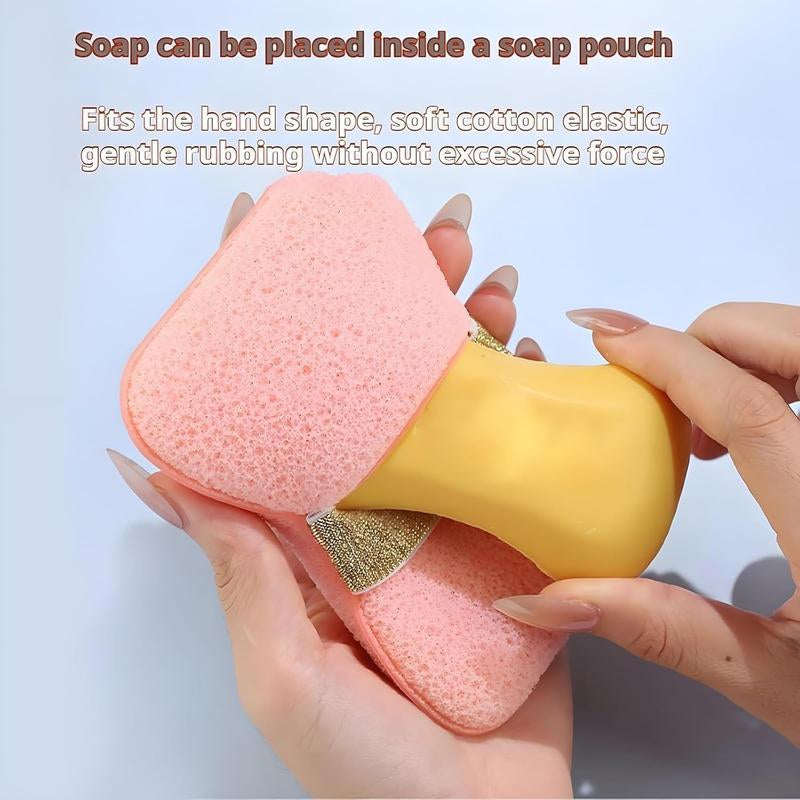 Buy 1 Get 1, Soap Bags with Exfoliating Shower Sponges — Deep Cleansing Foaming Soap Holder with Hand Strap, Body Scrub for Smooth Skin, Suitable for Men & Women, Perfect for Bath & Shower