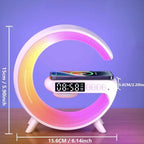 Wireless Microphone Wireless Charger Speakerwith Alarmclock,Multifunctional Wirelesschargerspeaker with Night Light,Audio Bluetoothall in One Enceinte Bluetooth Multifunctionalspeaker Smartphone Chargeable Cable Charging